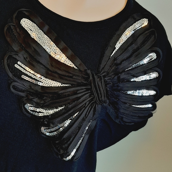 🅱️🅾️G🅾️ black knits top with silver sequins - Picture 3 of 5